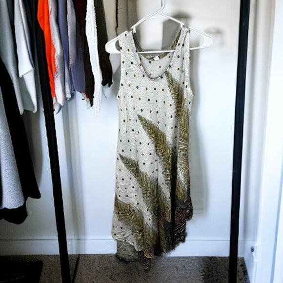 Womens One Size Lightweight Sleeveless Peacock Design Maxi Dress - Picture 2 of 5